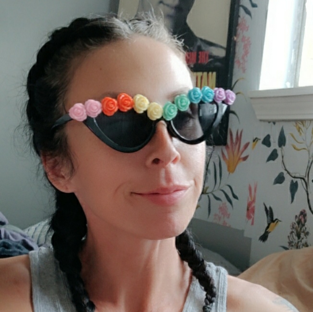 Handmade Pastel Rainbow Roses Cateye Sunglasses